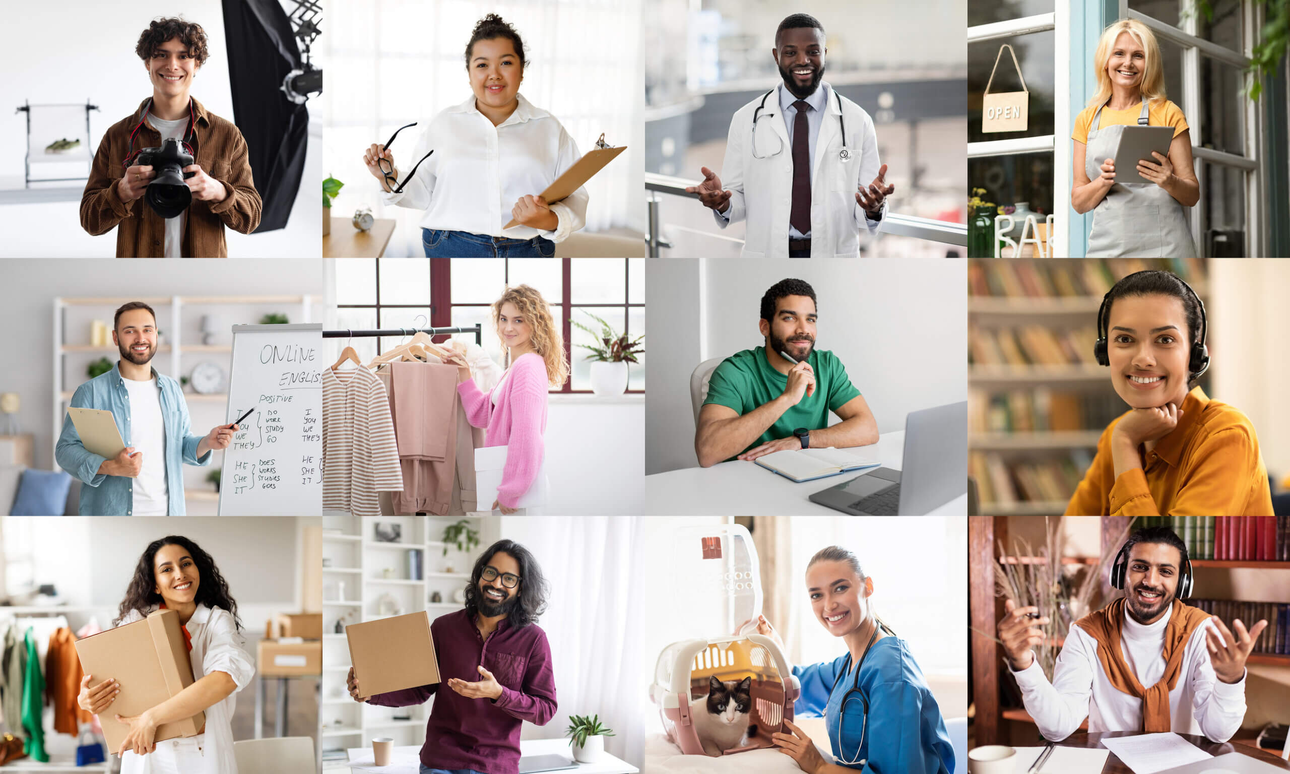 Diverse Group of Professionals Working From Home During the Day.
