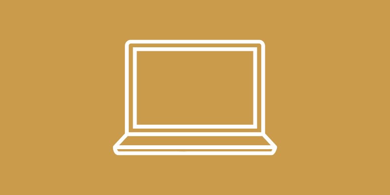 Minimalist laptop icon on brown background