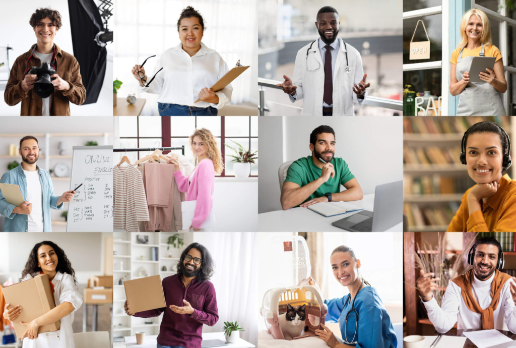 Diverse Group of Professionals Working From Home During the Day.